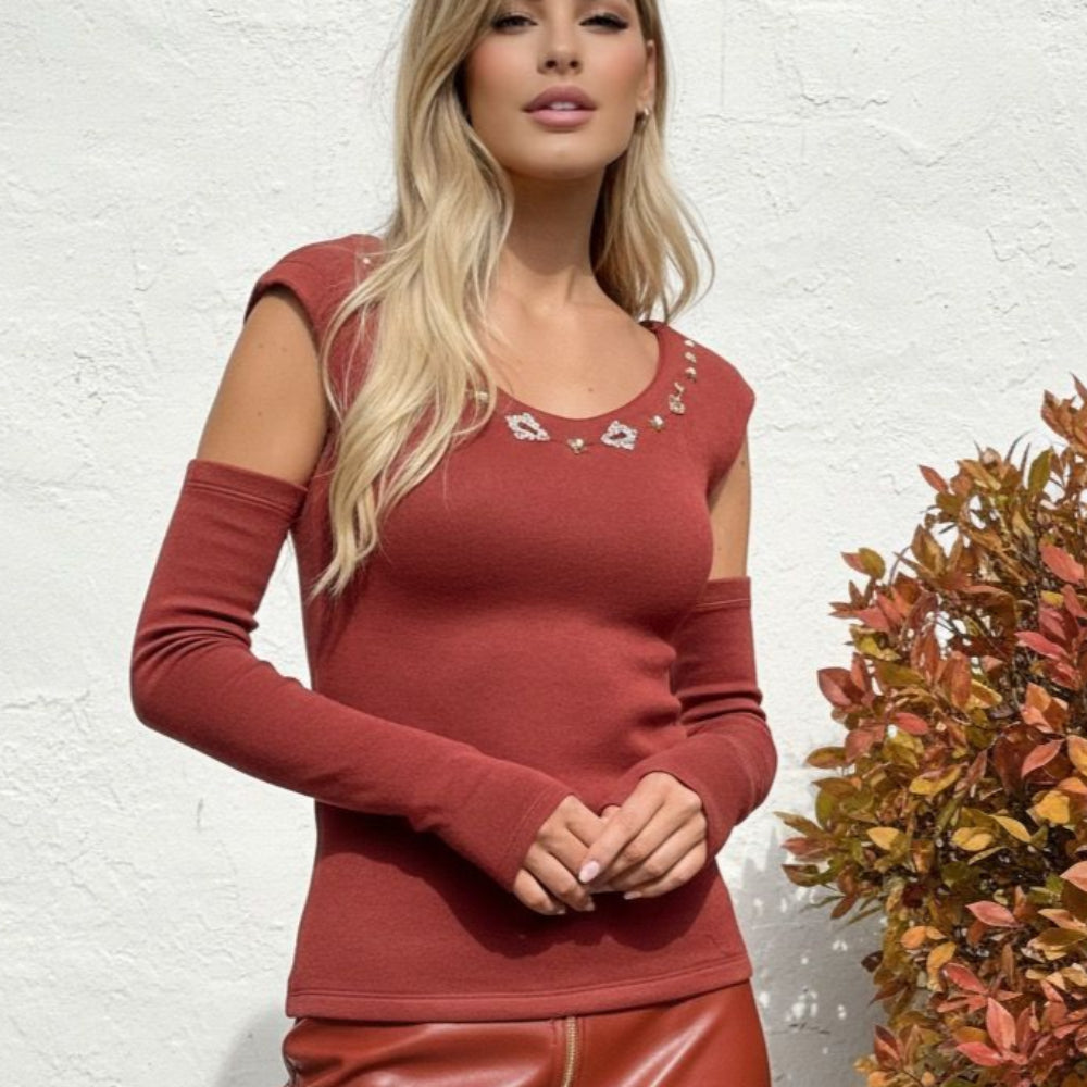 Maglia Scollo a V Key Paprica