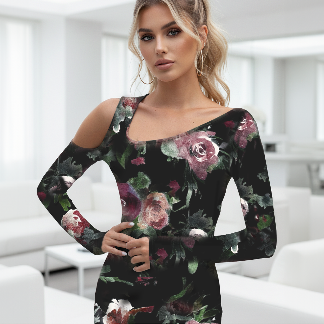 Maglia Monospalla Rose Sfumate